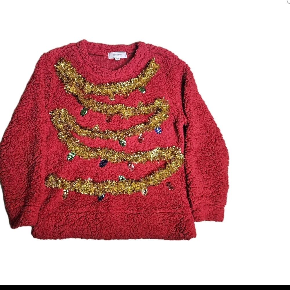 No Comment New York - Los Angeles Ugly Faux Fur Christmas Holiday Sweater Sz. L